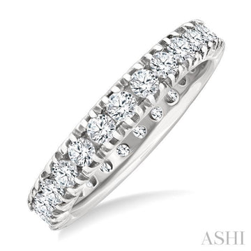 1 1/2 Ctw Round Cut Diamond Eternity Wedding Band in 14K White Gold